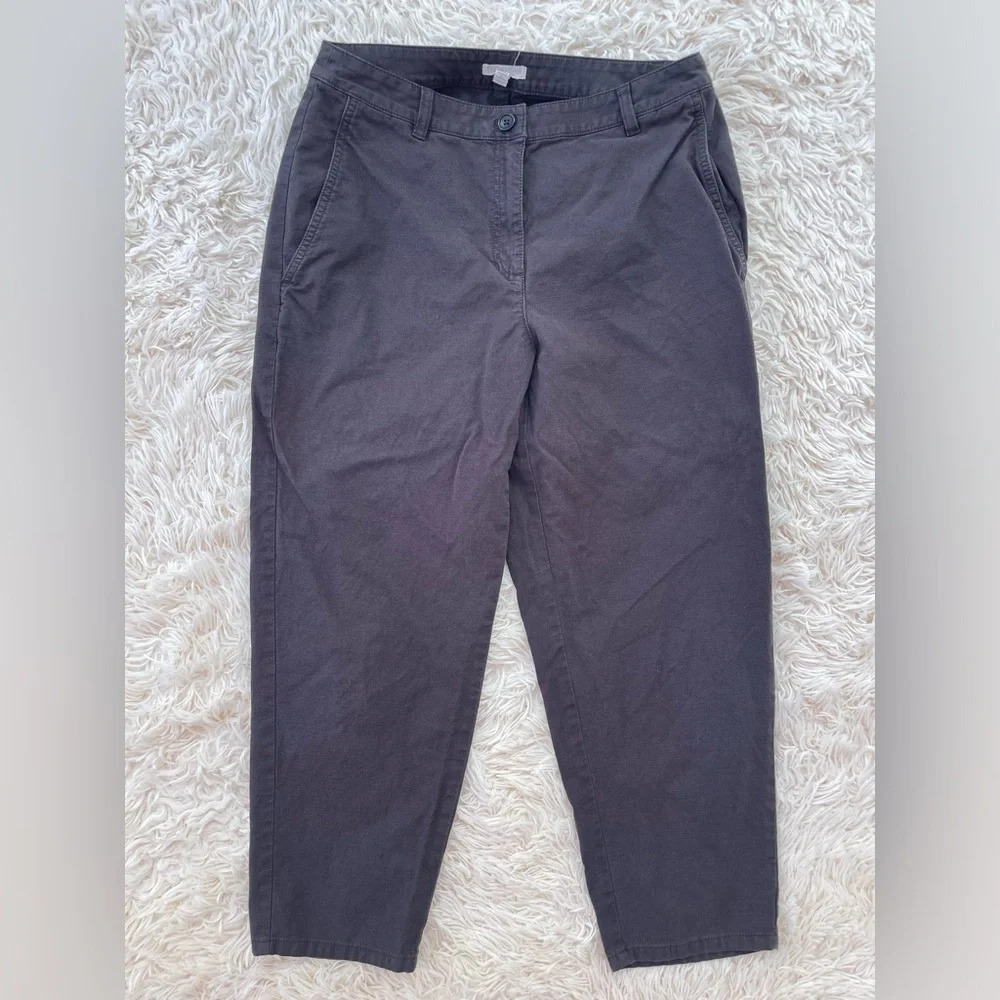 Eileen Fisher Petite High-Waisted Tapered Ankle Pants hemp organic cotton SZ 10P